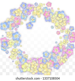 Colorful Vector Realistic Petals Falling on Transparent Background.  Spring Romantic Flowers Illustration. Flying Petals. Sakura Spa Design. Blossom Confetti. Design Elements for  Poster Design. 