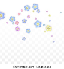 Colorful Vector Realistic Petals Falling on Transparent Background.  Spring Romantic Flowers Illustration. Flying Petals. Sakura Spa Design. Blossom Confetti. Design Elements for  Wedding Decoration.