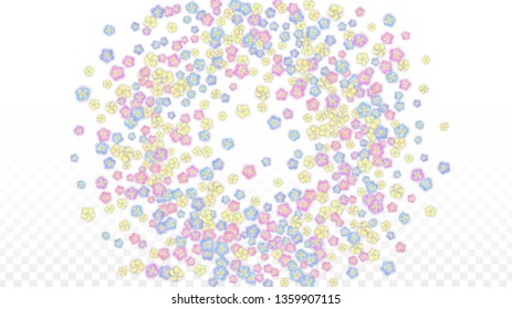 Colorful Vector Realistic Petals Falling on Transparent Background.  Spring Romantic Flowers Illustration. Flying Petals. Sakura Spa Design. Blossom Confetti. Design Elements for  8 March Card.