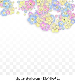 Colorful Vector Realistic Petals Falling on Transparent Background.  Spring Romantic Flowers Illustration. Flying Petals. Sakura Spa Design. Blossom Confetti. Design Elements for  8 March Card.