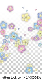Colorful Vector Realistic Petals Falling on Transparent Background.  Spring Romantic Flowers Illustration. Flying Petals. Sakura Spa Design. Blossom Confetti. Design Elements for  Poster Design. 