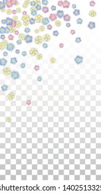 Colorful Vector Realistic Petals Falling on Transparent Background.  Spring Romantic Flowers Illustration. Flying Petals. Sakura Spa Design. Blossom Confetti. Design Elements for  Wedding Decoration.