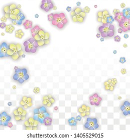 Colorful Vector Realistic Petals Falling on Transparent Background.  Spring Romantic Flowers Illustration. Flying Petals. Sakura Spa Design. Blossom Confetti. Design Elements for  St. Valentine Day.