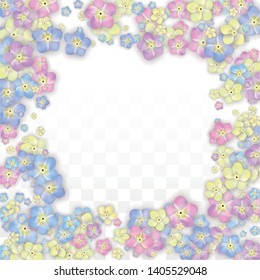 Colorful Vector Realistic Petals Falling on Transparent Background.  Spring Romantic Flowers Illustration. Flying Petals. Sakura Spa Design. Blossom Confetti. Design Elements for  Mother's Day.