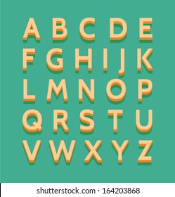 Colorful vector retro alphabet