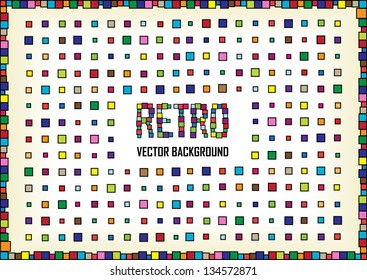 colorful vector retro background with squares and place for your text