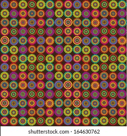 colorful vector retro circle flowers background
