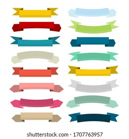 Colorful Vector Retro Empty Paper Banners - Ribbons Set Isolated on White Background