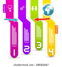 Colorful Vector Retro Paper Progress Steps for Tutorial, Infographics