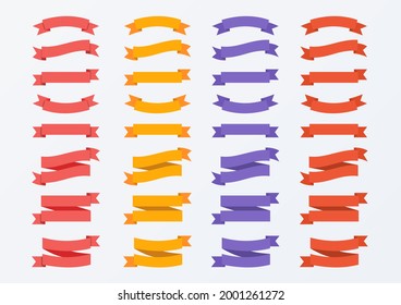 Colorful vector ribbon banners set. Flat design, vector Illustration.