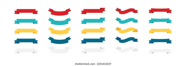 Colorful Vector Ribbon Banners. Set of Ribbons Banners with Label, Tag and Quality Badges. Banners set and colorful Ribbon, isolated on white background. Ribbon Banner in modern simple flat design