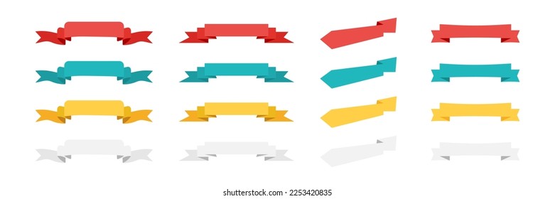 Colorful Vector Ribbon Banners. Set of Ribbons Banners with Label, Tag and Quality Badges. Banners set and colorful Ribbon, isolated on white background. Ribbon Banner in modern simple flat design