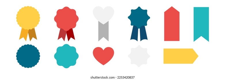 Colorful Vector Ribbon Banners. Set of Ribbons Banners with Label, Tag and Quality Badges. Banners set and colorful Ribbon, isolated on white background. Ribbon Banner in modern simple flat design