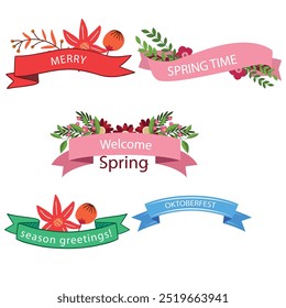 Colorful Vector Ribbon Banners. Set of Ribbons Banners with Label, Tag and Quality Badges. Banners set and colorful Ribbon, isolated on white background. Ribbon Banner in modern simple flat design
