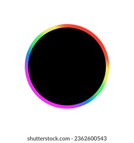A colorful vector ring around a black round.