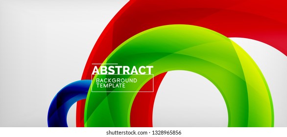 Anillos vectoriales coloridos fondo abstracto geométrico, diseño de patrones geométricos modernos. Plantilla de diseño de presentación comercial o tecnológica, patrón de folleto o folleto, o banner web geométrico, mínimo