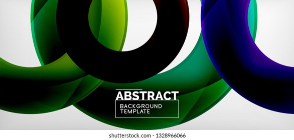 Anillos vectoriales coloridos fondo abstracto geométrico, diseño de patrones geométricos modernos. Plantilla de diseño de presentación comercial o tecnológica, patrón de folleto o folleto, o banner web geométrico, mínimo