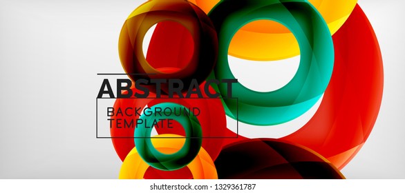 Colorful vector rings geometric abstract background, modern geometric pattern design. Business or technology presentation design template, brochure or flyer pattern, or geometric web banner, minimal