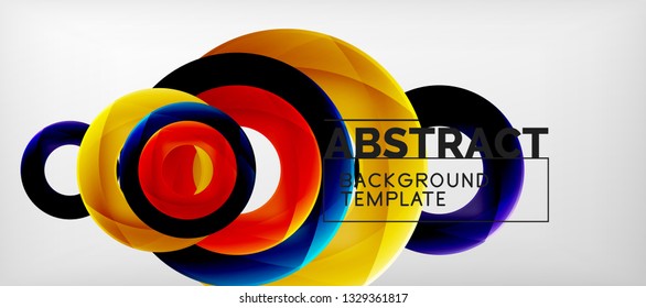 Anillos vectoriales coloridos fondo abstracto geométrico, diseño de patrones geométricos modernos. Plantilla de diseño de presentación comercial o tecnológica, patrón de folleto o folleto, o banner web geométrico, mínimo