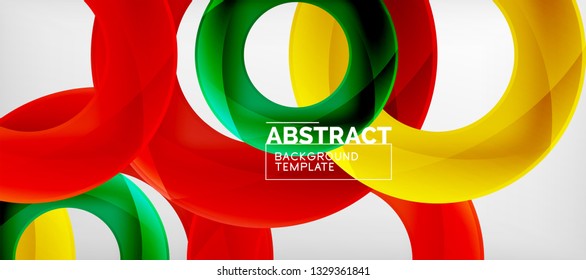 Colorful vector rings geometric abstract background, modern geometric pattern design. Business or technology presentation design template, brochure or flyer pattern, or geometric web banner, minimal