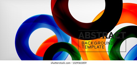Colorful vector rings geometric abstract background, modern geometric pattern design. Business or technology presentation design template, brochure or flyer pattern, or geometric web banner, minimal