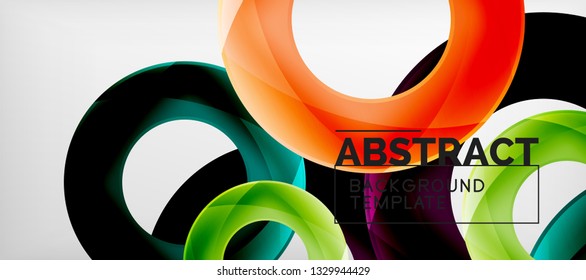 Anillos vectoriales coloridos fondo abstracto geométrico, diseño de patrones geométricos modernos. Plantilla de diseño de presentación comercial o tecnológica, patrón de folleto o folleto, o banner web geométrico, mínimo