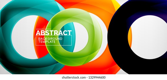 Anillos vectoriales coloridos fondo abstracto geométrico, diseño de patrones geométricos modernos. Plantilla de diseño de presentación comercial o tecnológica, patrón de folleto o folleto, o banner web geométrico, mínimo