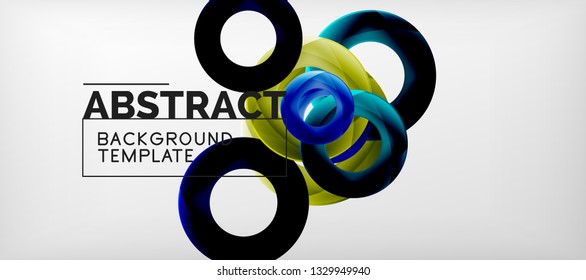 Anillos vectoriales coloridos fondo abstracto geométrico, diseño de patrones geométricos modernos. Plantilla de diseño de presentación comercial o tecnológica, patrón de folleto o folleto, o banner web geométrico, mínimo