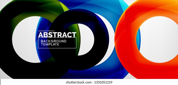 Anillos vectoriales coloridos fondo abstracto geométrico, diseño de patrones geométricos modernos. Plantilla de diseño de presentación comercial o tecnológica, patrón de folleto o folleto, o banner web geométrico, mínimo