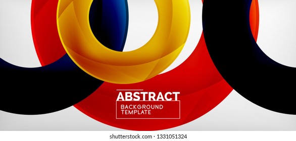 Colorful vector rings geometric abstract background, modern geometric pattern design. Business or technology presentation design template, brochure or flyer pattern, or geometric web banner, minimal