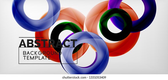 Colorful vector rings geometric abstract background, modern geometric pattern design. Business or technology presentation design template, brochure or flyer pattern, or geometric web banner, minimal