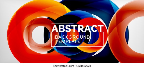 Colorful vector rings geometric abstract background, modern geometric pattern design. Business or technology presentation design template, brochure or flyer pattern, or geometric web banner, minimal