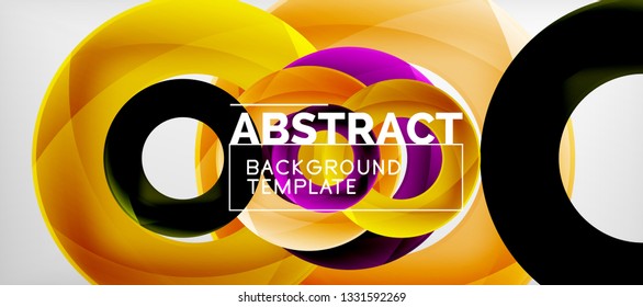 Colorful vector rings geometric abstract background, modern geometric pattern design. Business or technology presentation design template, brochure or flyer pattern, or geometric web banner, minimal