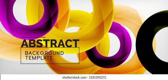 Colorful vector rings geometric abstract background, modern geometric pattern design. Business or technology presentation design template, brochure or flyer pattern, or geometric web banner, minimal