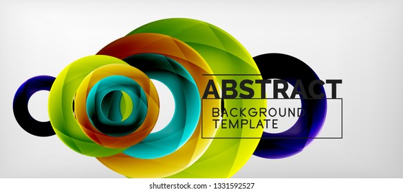 Colorful vector rings geometric abstract background, modern geometric pattern design. Business or technology presentation design template, brochure or flyer pattern, or geometric web banner, minimal