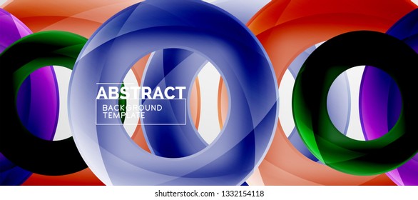 Colorful vector rings geometric abstract background, modern geometric pattern design. Business or technology presentation design template, brochure or flyer pattern, or geometric web banner, minimal
