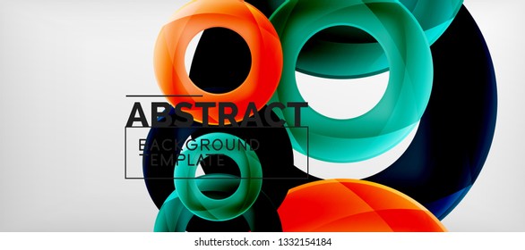Anillos vectoriales coloridos fondo abstracto geométrico, diseño de patrones geométricos modernos. Plantilla de diseño de presentación comercial o tecnológica, patrón de folleto o folleto, o banner web geométrico, mínimo