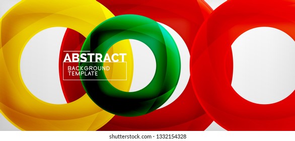 Anillos vectoriales coloridos fondo abstracto geométrico, diseño de patrones geométricos modernos. Plantilla de diseño de presentación comercial o tecnológica, patrón de folleto o folleto, o banner web geométrico, mínimo