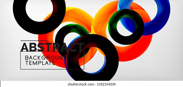 Colorful vector rings geometric abstract background, modern geometric pattern design. Business or technology presentation design template, brochure or flyer pattern, or geometric web banner, minimal
