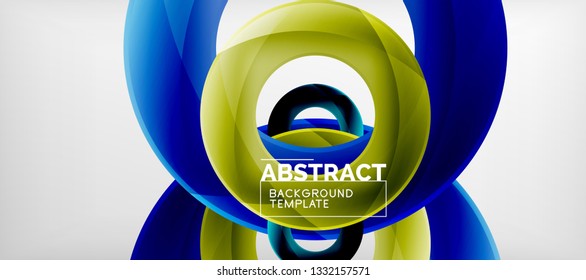 Anillos vectoriales coloridos fondo abstracto geométrico, diseño de patrones geométricos modernos. Plantilla de diseño de presentación comercial o tecnológica, patrón de folleto o folleto, o banner web geométrico, mínimo