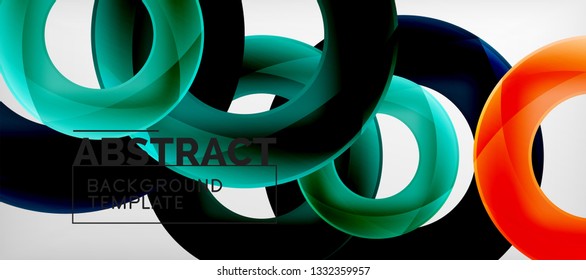 Anillos vectoriales coloridos fondo abstracto geométrico, diseño de patrones geométricos modernos. Plantilla de diseño de presentación comercial o tecnológica, patrón de folleto o folleto, o banner web geométrico, mínimo