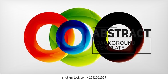 Colorful vector rings geometric abstract background, modern geometric pattern design. Business or technology presentation design template, brochure or flyer pattern, or geometric web banner, minimal