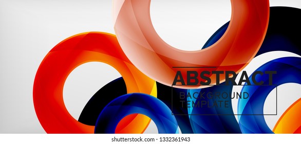 Anillos vectoriales coloridos fondo abstracto geométrico, diseño de patrones geométricos modernos. Plantilla de diseño de presentación comercial o tecnológica, patrón de folleto o folleto, o banner web geométrico, mínimo