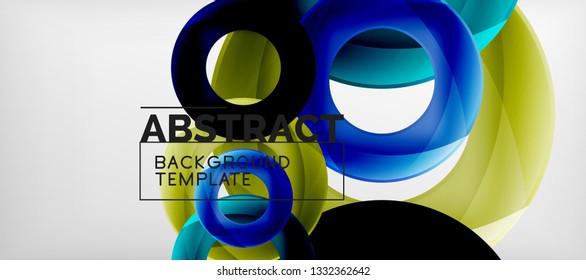 Anillos vectoriales coloridos fondo abstracto geométrico, diseño de patrones geométricos modernos. Plantilla de diseño de presentación comercial o tecnológica, patrón de folleto o folleto, o banner web geométrico, mínimo