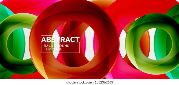 Anillos vectoriales coloridos fondo abstracto geométrico, diseño de patrones geométricos modernos. Plantilla de diseño de presentación comercial o tecnológica, patrón de folleto o folleto, o banner web geométrico, mínimo