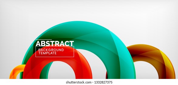 Anillos vectoriales coloridos fondo abstracto geométrico, diseño de patrones geométricos modernos. Plantilla de diseño de presentación comercial o tecnológica, patrón de folleto o folleto, o banner web geométrico, mínimo