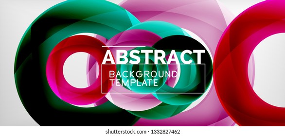 Colorful vector rings geometric abstract background, modern geometric pattern design. Business or technology presentation design template, brochure or flyer pattern, or geometric web banner, minimal