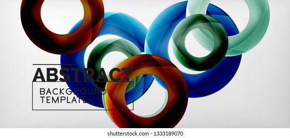 Anillos vectoriales coloridos fondo abstracto geométrico, diseño de patrones geométricos modernos. Plantilla de diseño de presentación comercial o tecnológica, patrón de folleto o folleto, o banner web geométrico, mínimo