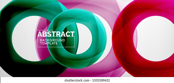 Anillos vectoriales coloridos fondo abstracto geométrico, diseño de patrones geométricos modernos. Plantilla de diseño de presentación comercial o tecnológica, patrón de folleto o folleto, o banner web geométrico, mínimo