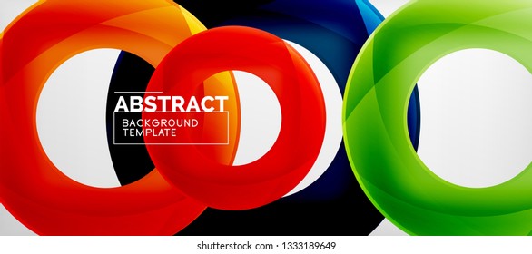Colorful vector rings geometric abstract background, modern geometric pattern design. Business or technology presentation design template, brochure or flyer pattern, or geometric web banner, minimal